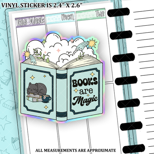 Books Are Magic Holographic Vinyl Die Cut Sticker - BMHVS