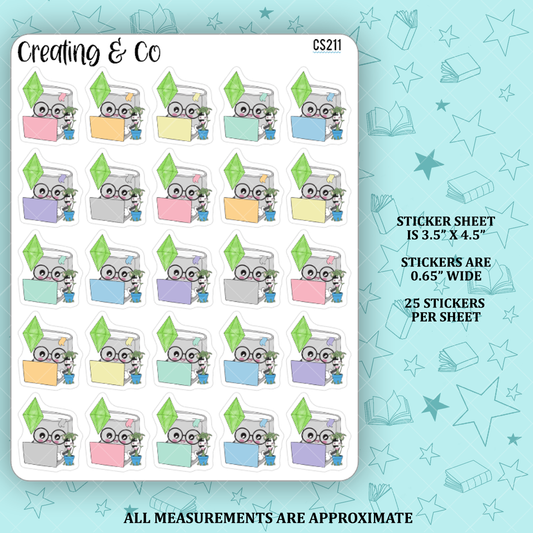 Playing Sims Booksy Character Functional Stickers - CS211
