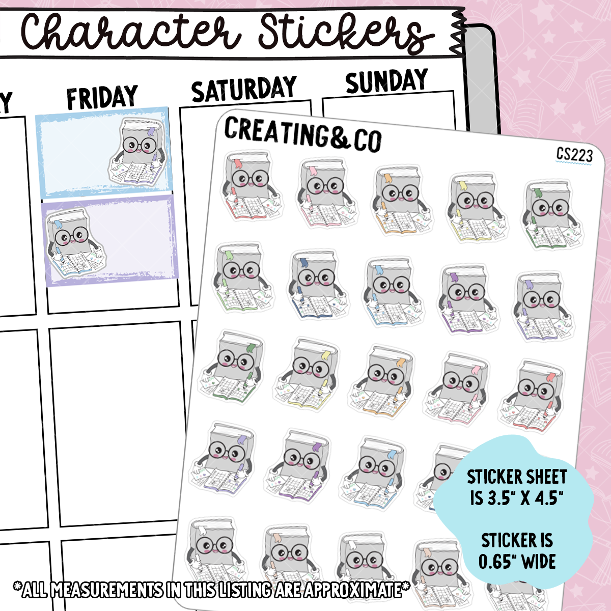 Planning Booksy Character Functional Planner Stickers - CS223