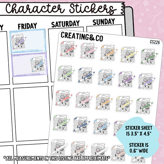 Writing Booksy Character Functional Planner Stickers - CS226