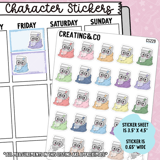 Cozy Reading Booksy Character Functional Planner Stickers - CS229