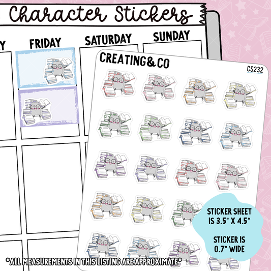 Excited with Books Booksy Character Functional Planner Stickers - CS232