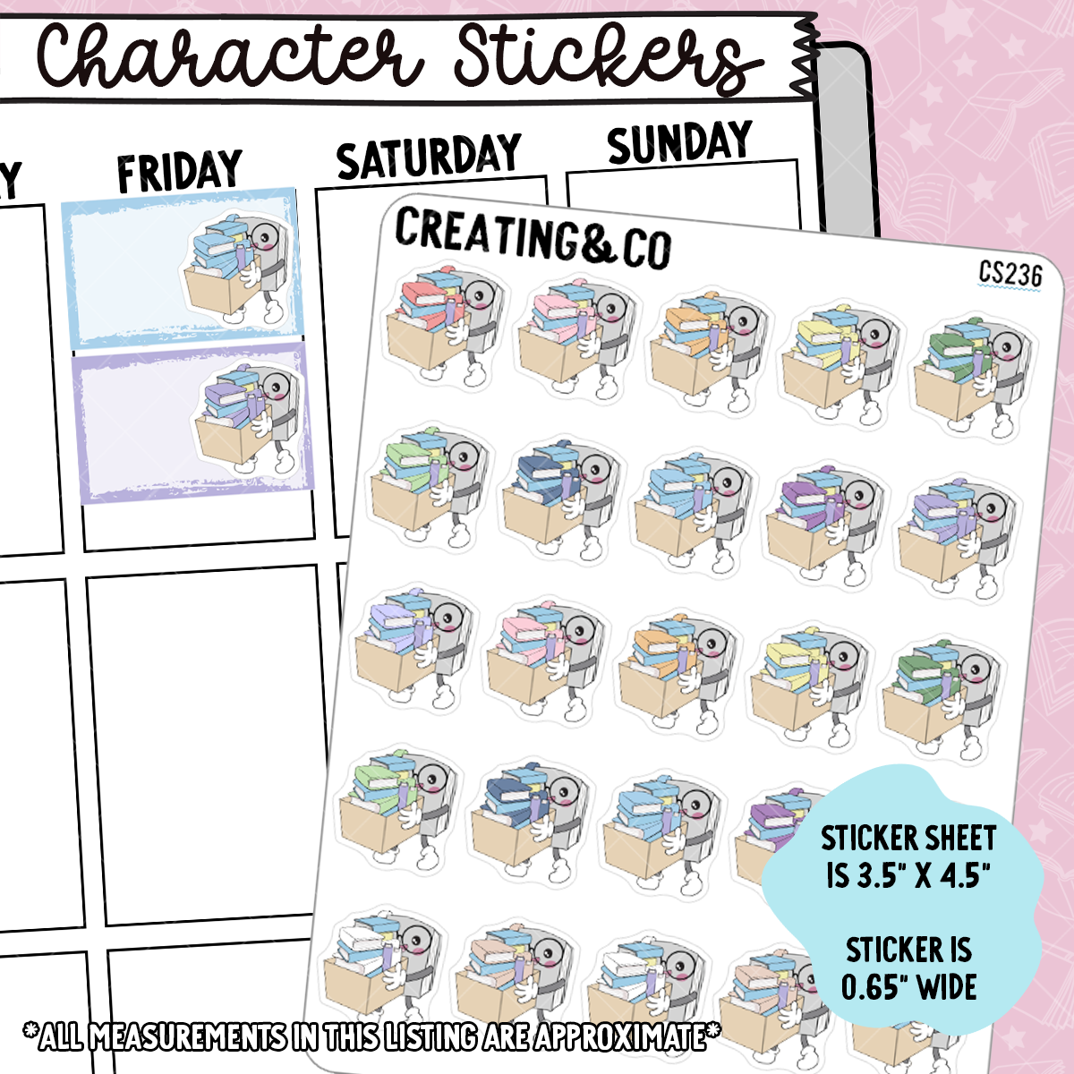 Destash Books Booksy Character Functional Planner Stickers - CS236