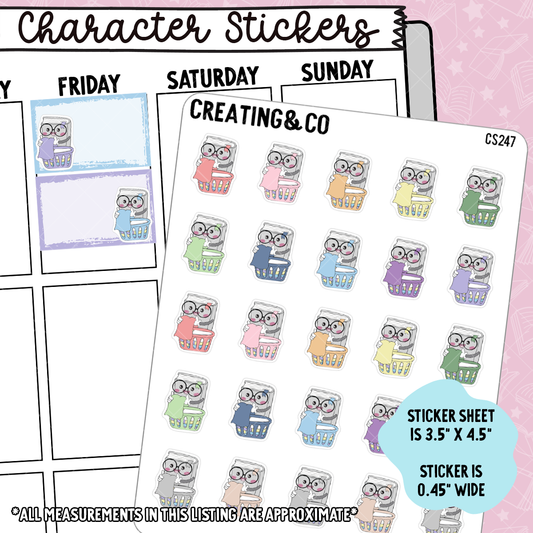 Folding Clothes, Laundry Booksy Character Functional Planner Stickers - CS247