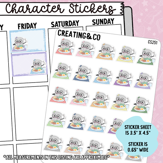 Meal, Dinner, Eating Booksy Character Functional Planner Stickers - CS251