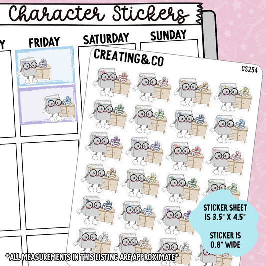 Dusting Booksy Character Functional Planner Stickers - CS254