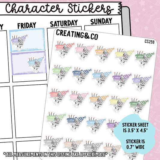 Birthday Booksy Character Functional Planner Stickers - CS259