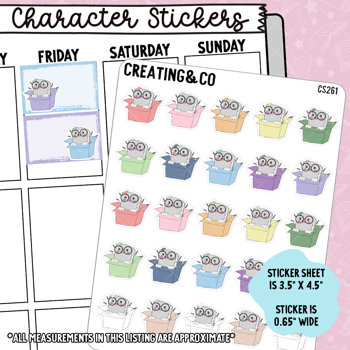 Box, Package Booksy Character Functional Planner Stickers - CS261