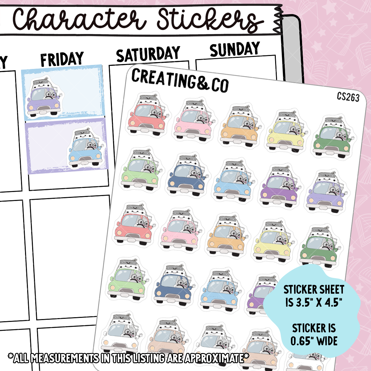 Road Trip Booksy Character Functional Planner Stickers - CS263