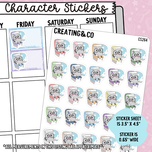 Airplane Booksy Character Functional Planner Stickers - CS264