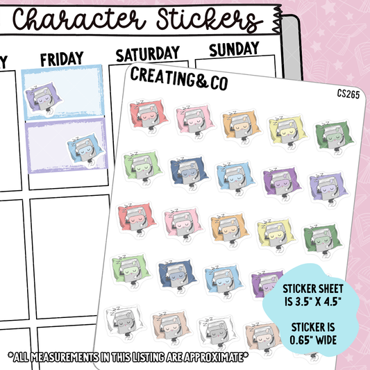 Sleeping Booksy Character Functional Planner Stickers - CS265