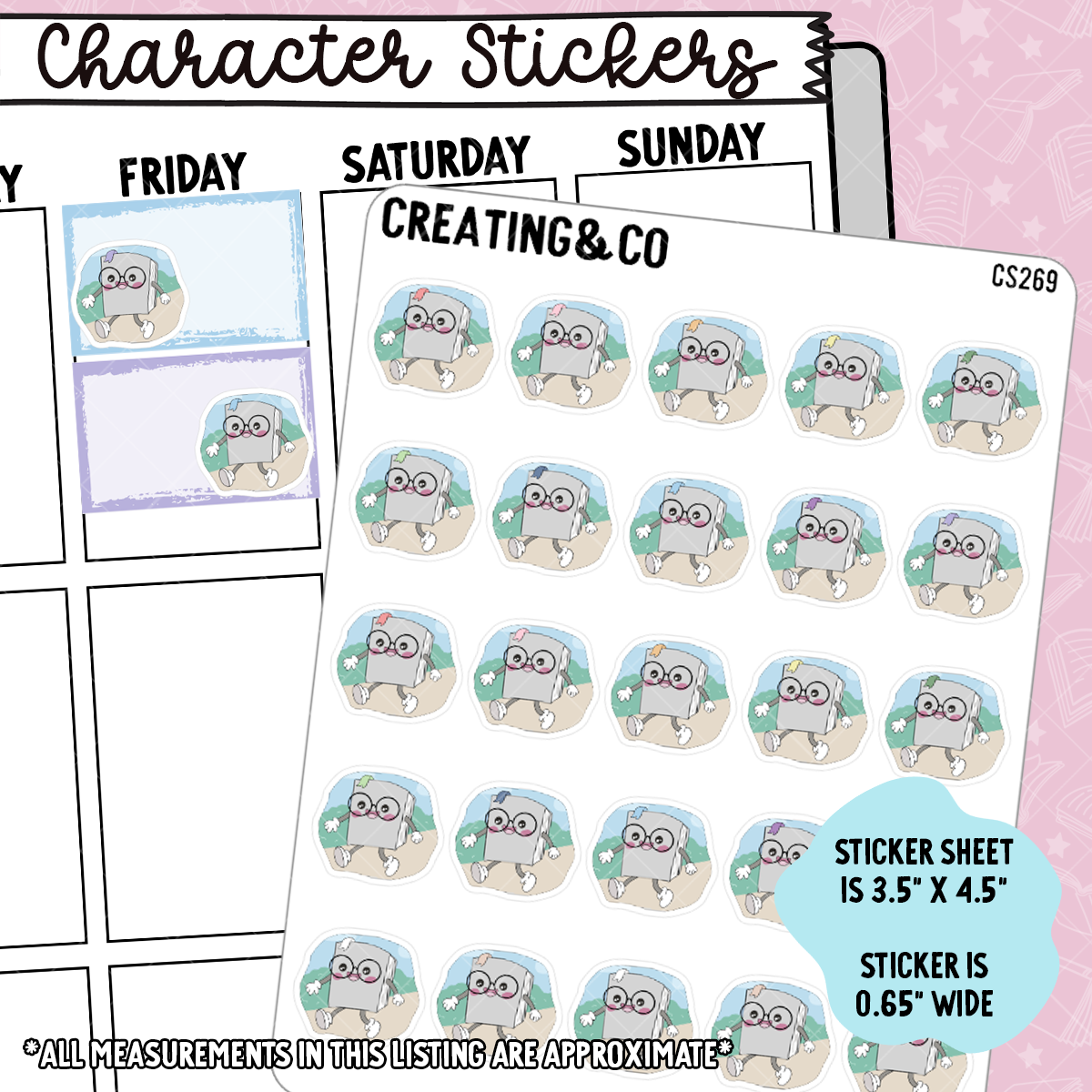 Walking Booksy Character Functional Planner Stickers - CS269