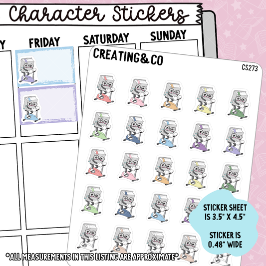 Cycling, Spin Bike Booksy Character Functional Planner Stickers - CS273