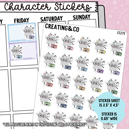 Dancing Booksy Character Functional Planner Stickers - CS275