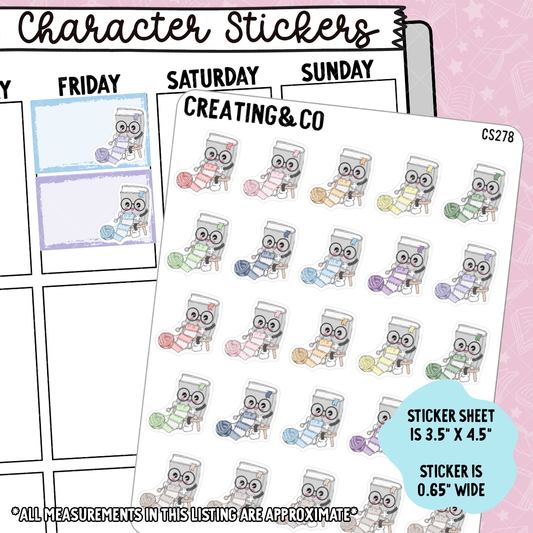 Knitting Booksy Character Functional Planner Stickers - CS278