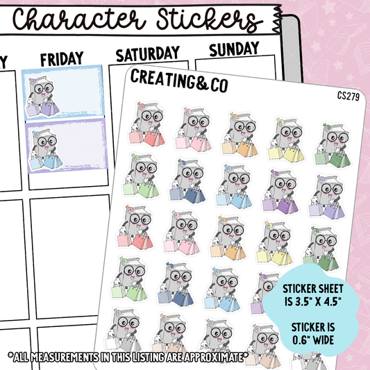 Shopping Booksy Character Functional Planner Stickers - CS279