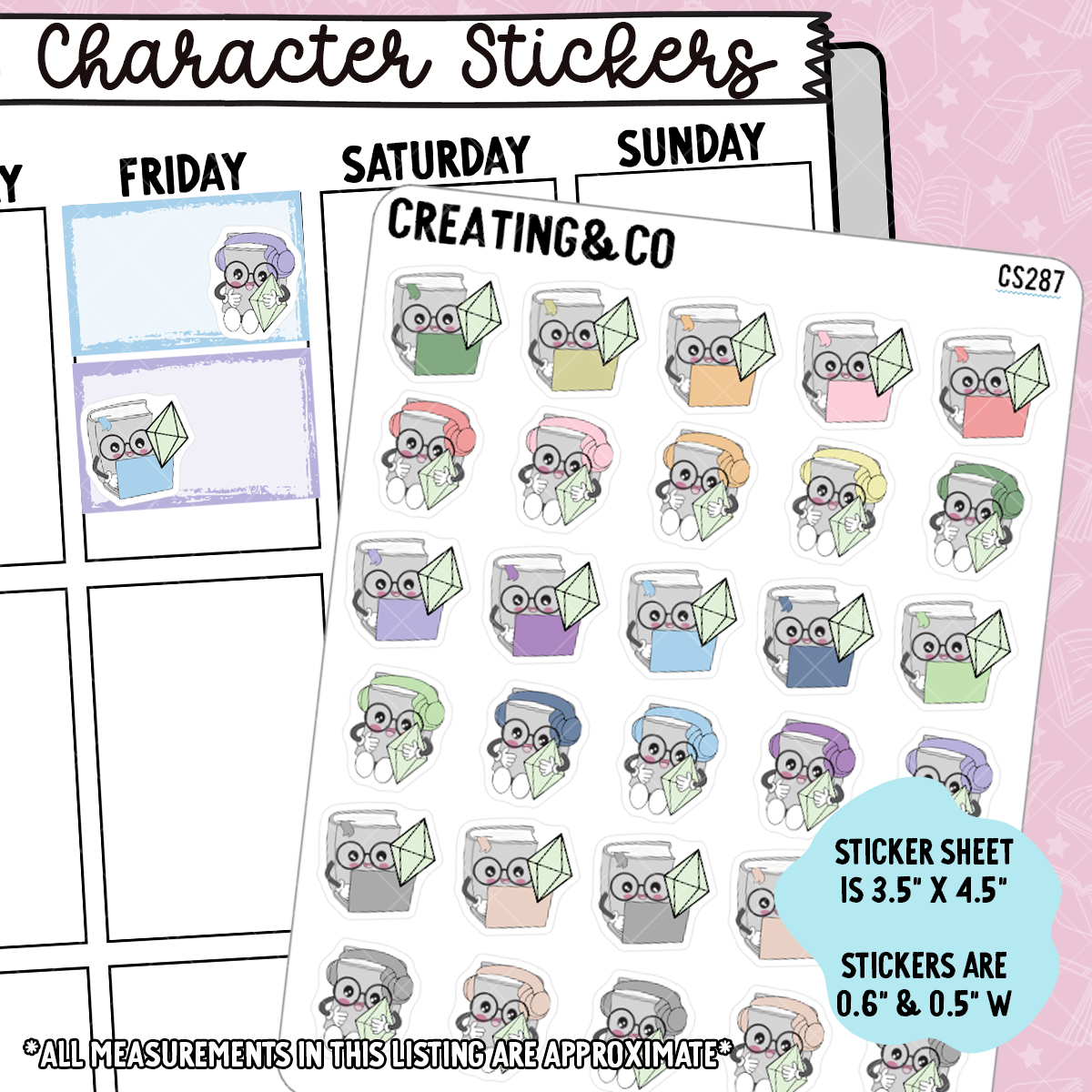 Sims Booksy Character Functional Planner Stickers - CS287