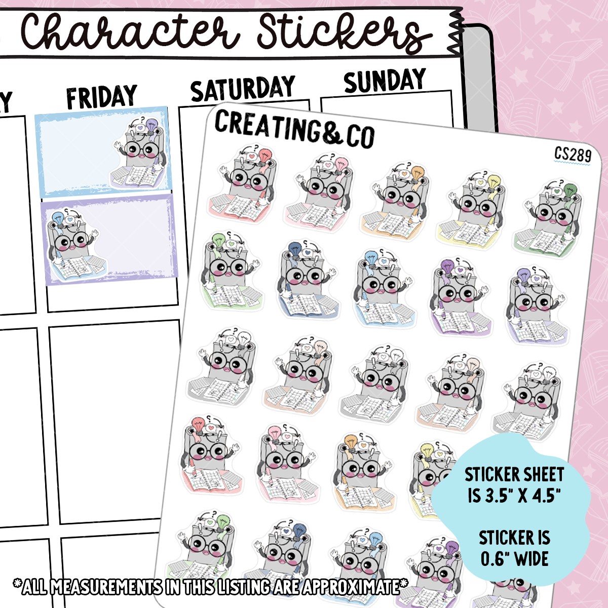 Brainstorming Booksy Character Functional Planner Stickers - CS289