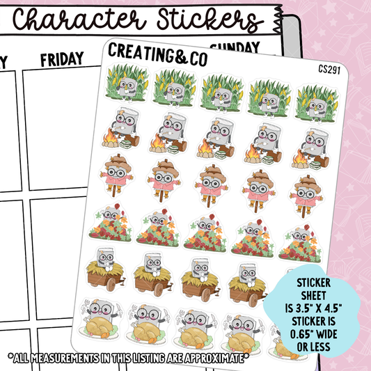 Fall Activity Booksy Character Functional Planner Stickers - CS291