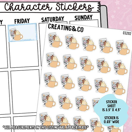 Pumpkin Spice Booksy Character Functional Planner Stickers - CS292