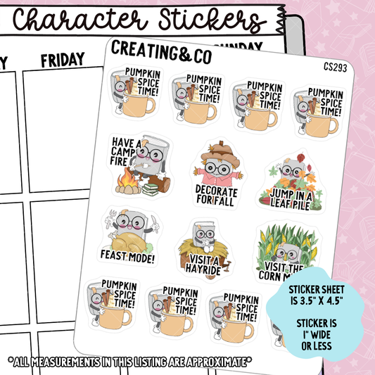 Fall Bucket List Booksy Character Functional Planner Stickers - CS293