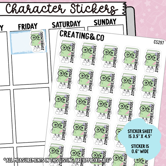 Zombie Mode Booksy Character Functional Planner Stickers - CS297