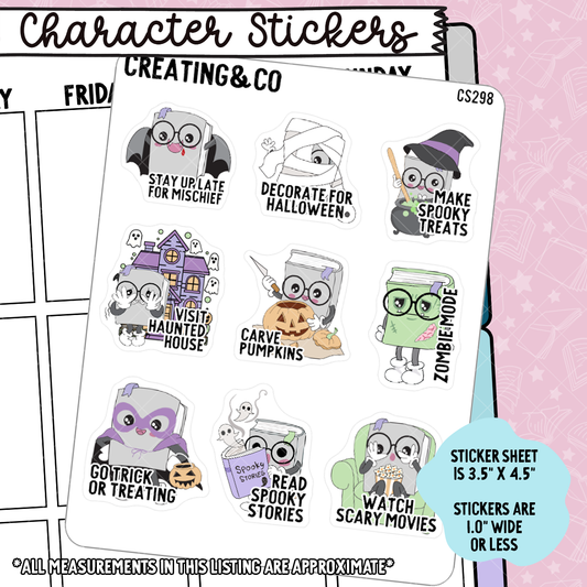 Halloween Bucket List Booksy Character Functional Planner Stickers - CS298