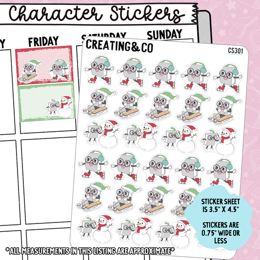 Snow Activity Booksy Character Functional Planner Stickers - CS301