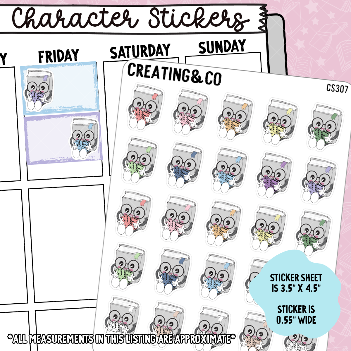 Regular Dice Booksy Character Functional Planner Stickers - CS307