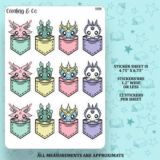 Pocket Dragons Deco Sheet - Journal Stickers - DJ018