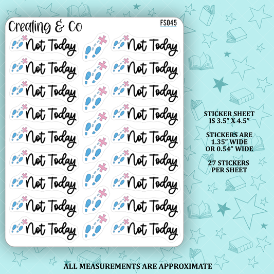 Not Today Sims Footprint Functional Stickers  - FS045