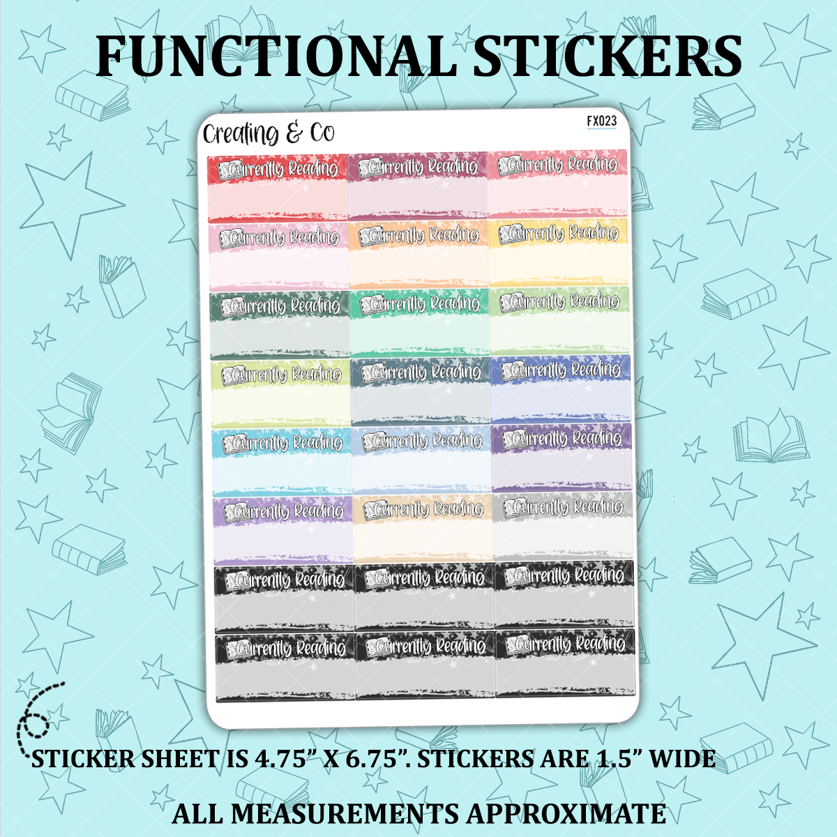 Currently Reading Functional Sticker Sheet - FX023