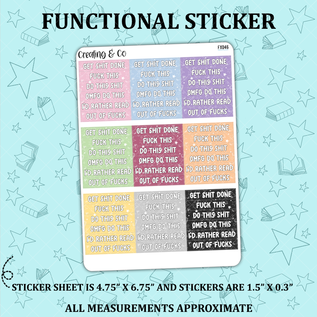 Swear Words To Do List Heading Functional Sticker Sheet - FX046