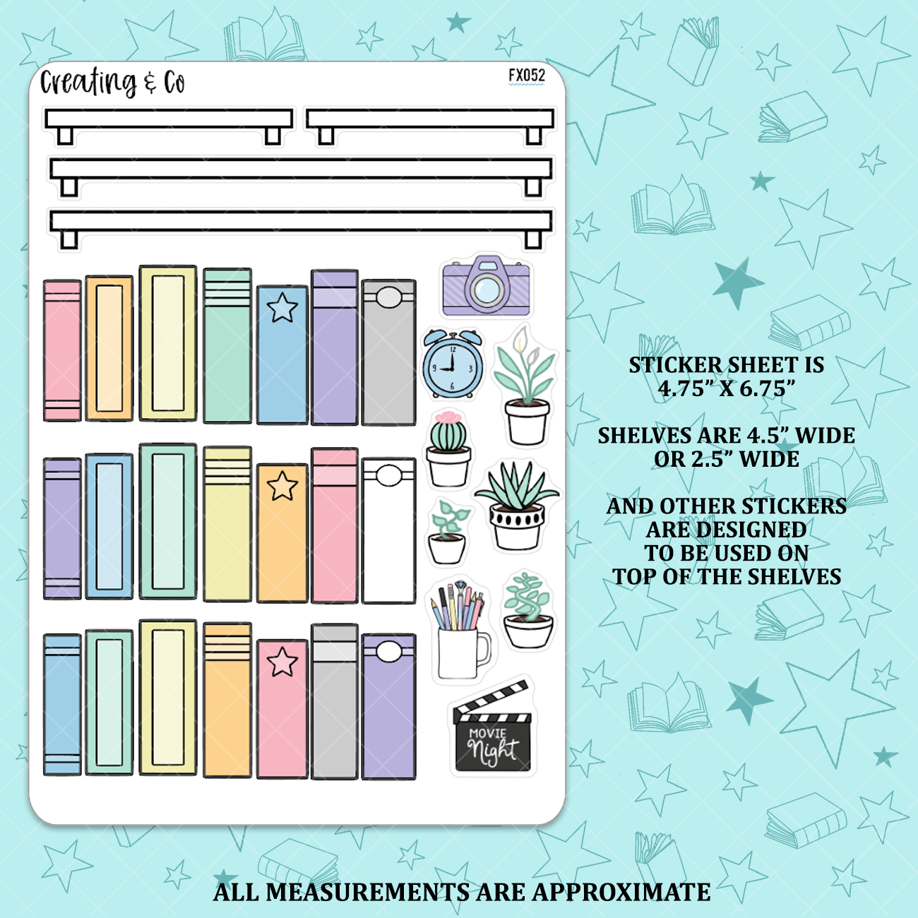 Pastel Rainbow Build Your Own Bookshelf Functional Sticker Sheet - FX052