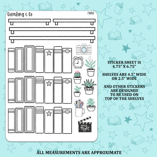 Greyscale Build Your Own Bookshelf Functional Sticker Sheet - FX053