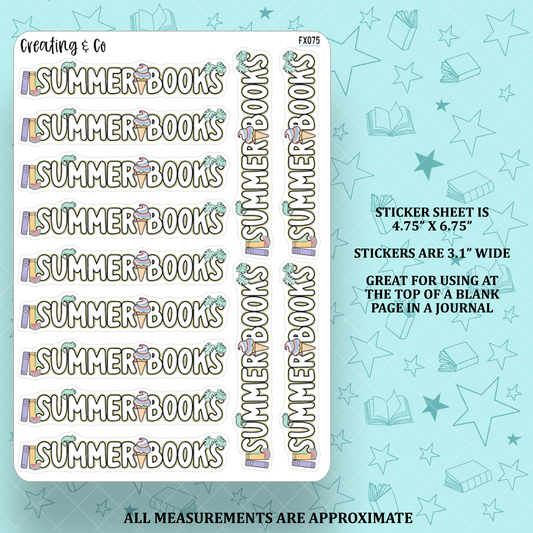Summer Books Header Functional Sticker Sheet - FX075