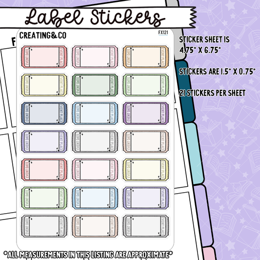 Event Ticket Label Functional Sticker Sheet - FX121