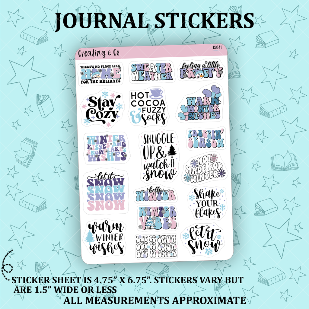 Winter Inspirational Quote Journal Deco Stickers - JS041