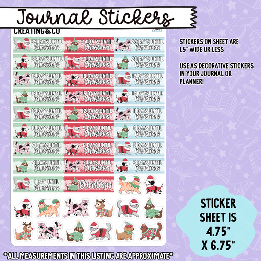 Christmas Cats & Dogs Countdown Functional Stickers Sheet - JS059