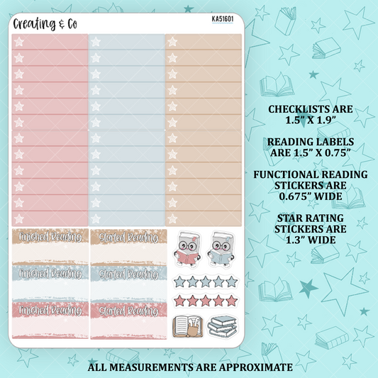 Ardently Admire Checklists + Reading Sticker Kit Add On for Weekly Planner Kit  - KA51601