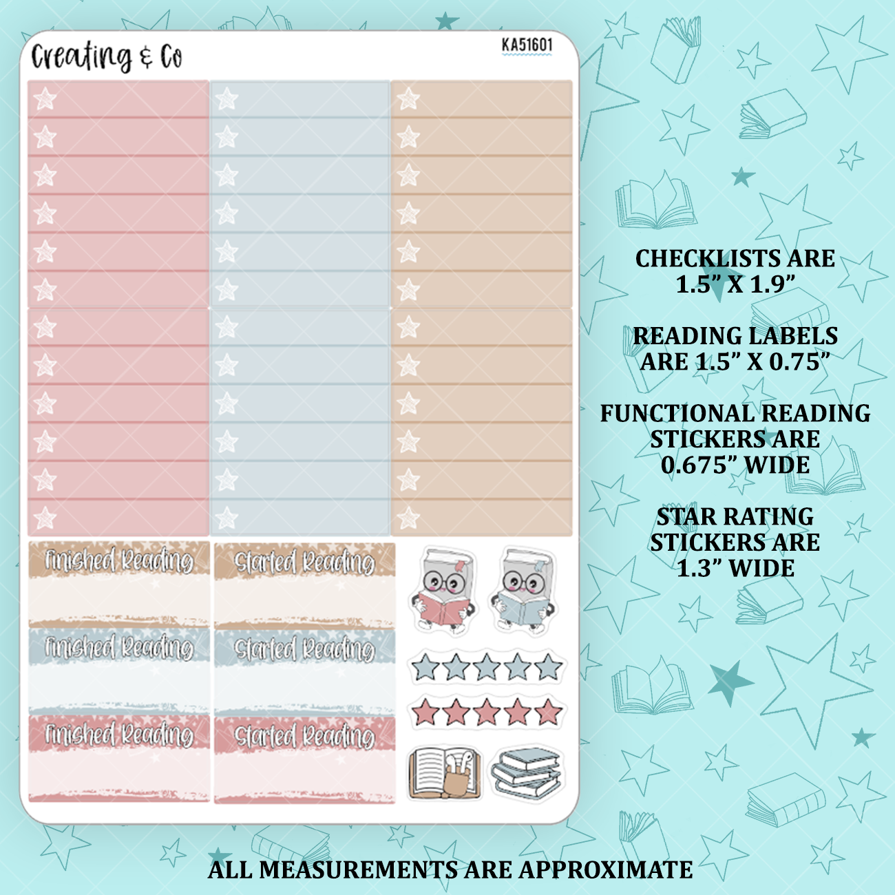 Ardently Admire Checklists + Reading Sticker Kit Add On for Weekly Planner Kit  - KA51601