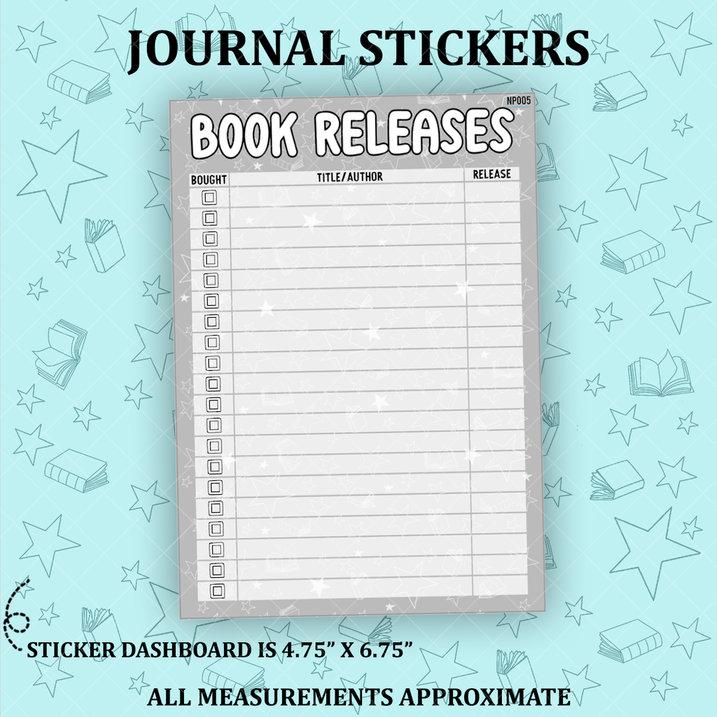 Book Releases Notes Page Sticker Dashboard - NP005