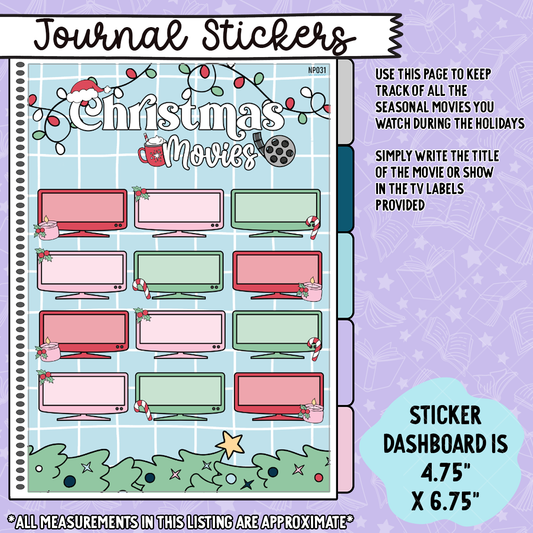 Christmas Movie Tracker Notes Page Sticker Dashboard - NP031