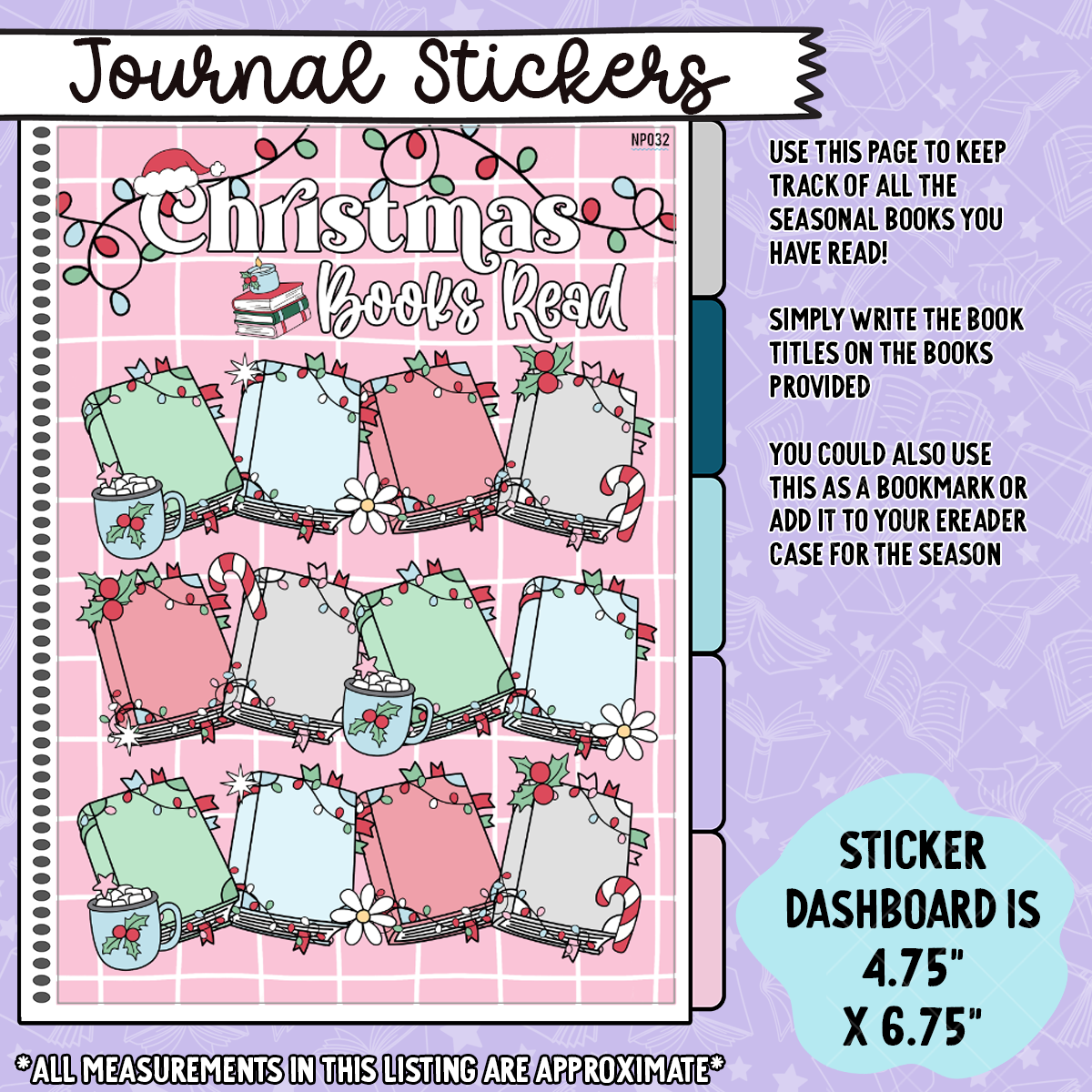 Christmas Book Tracker Notes Page Sticker Dashboard - NP032