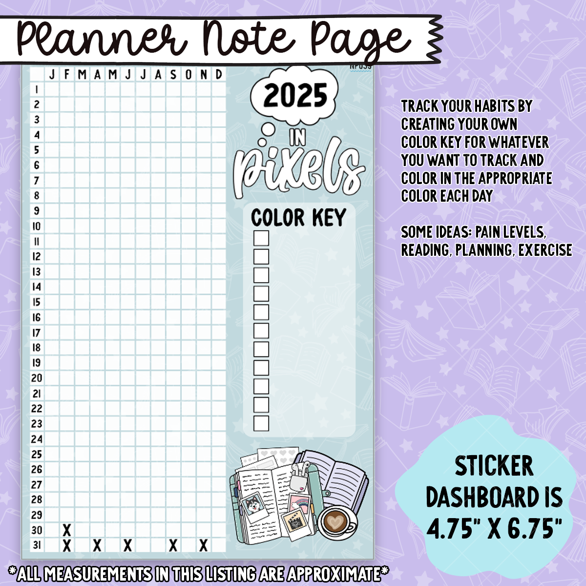 2025 in Pixels Notes Page Sticker Dashboard - NP039