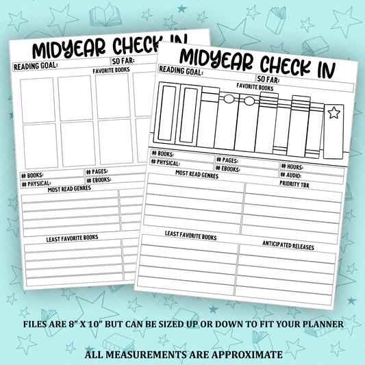 Mid-Year Reading Check In Printable Versions