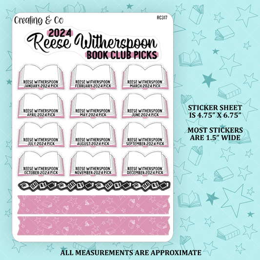 2024 Reese Book Club Challenge Sticker Set - RC317