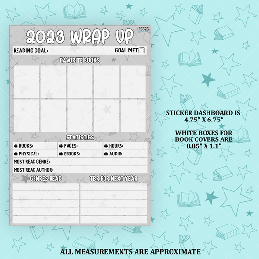 2023 Reading Wrap Up - Covers 5x7 Dashboard and Sticker Tracker - RC323