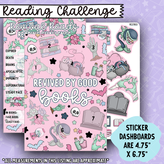 Revived By Books 5x7 Reading Challenge Dashboard and Sticker Trackers - RC376