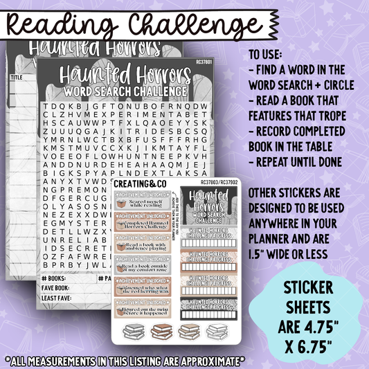 Haunted Horrors Word Search 5x7 Dashboard and Sticker Trackers - RC378